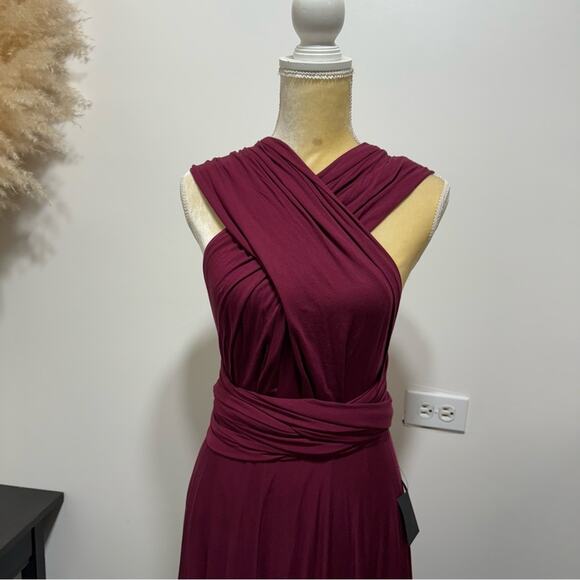 LULU’S Convertible Tricks of the Trade Burgundy Maxi Dress Size M NWT - Picture 10 of 13